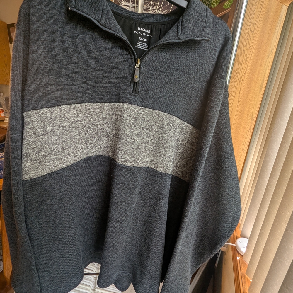 Haggar Men's Gray Quarter-Zip Sweater